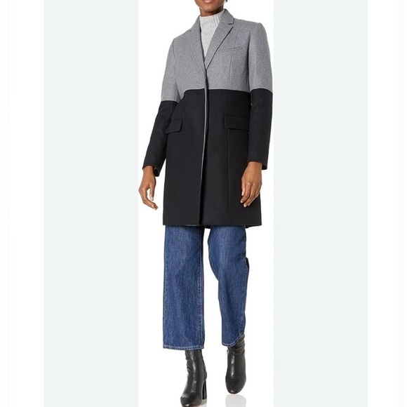 Tommy Hilfiger WOOL LONG coat jacket Color Block LARGE stylish and versatile NWT - Picture 1 of 13
